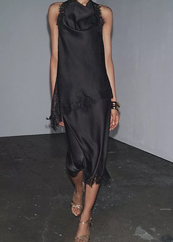 Zara Dantelli Saten Etek ZW Koleksiyonu - Görsel 2