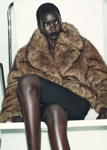 Zara Kısa Suni Peluş Kahverengi Kaban - Görsel 8