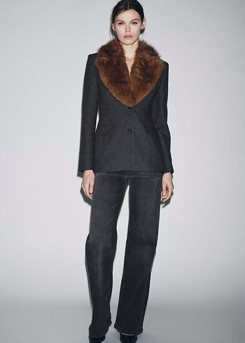 Zara Suni Yakalı Vücuda Oturan Blazer Zw Collection - Görsel 4