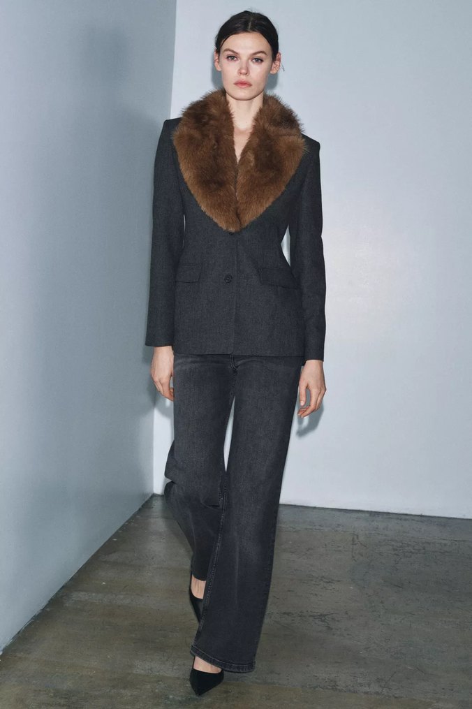 Zara Suni Yakalı Vücuda Oturan Blazer Zw Collection - Görsel 2