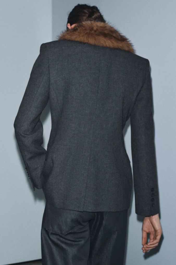 Zara Suni Yakalı Vücuda Oturan Blazer Zw Collection - Görsel 3