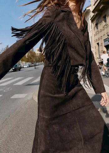 Zara Saçaklı Suni Süet Ceket - Görsel 6