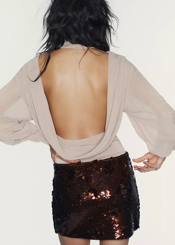 Zara Pullu Mini Etek - Görsel 5