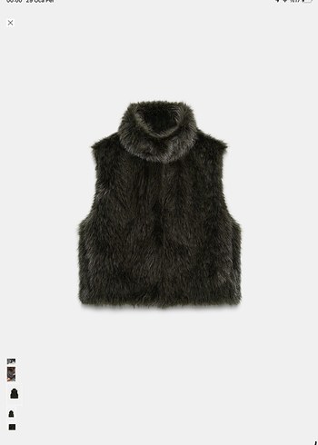 Zara Suni Peluş Yelek boz kahverengi gri - Görsel 6