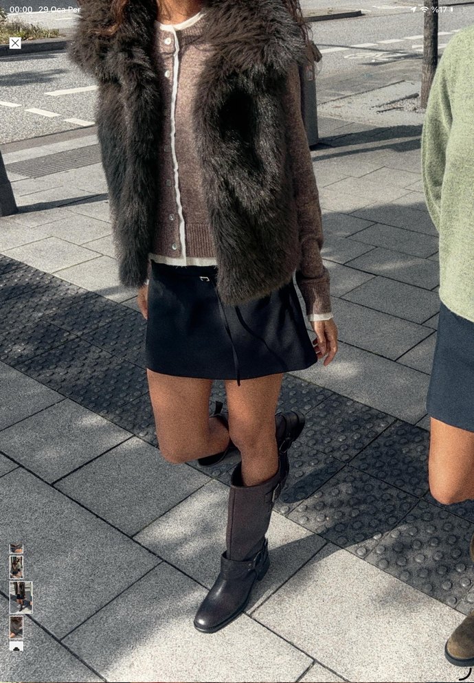 Zara Suni Peluş Yelek boz kahverengi gri - Görsel 4