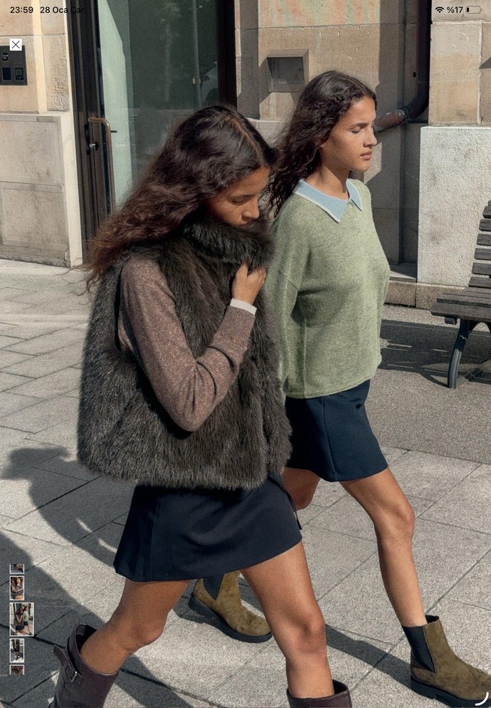 Zara Suni Peluş Yelek boz kahverengi gri - Görsel 3