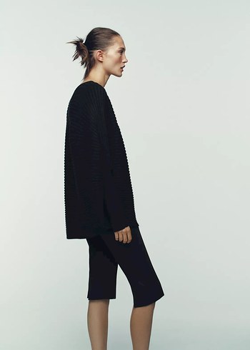 Zara Geniş Yaka Hacimli Örgü Kazak - Görsel 3