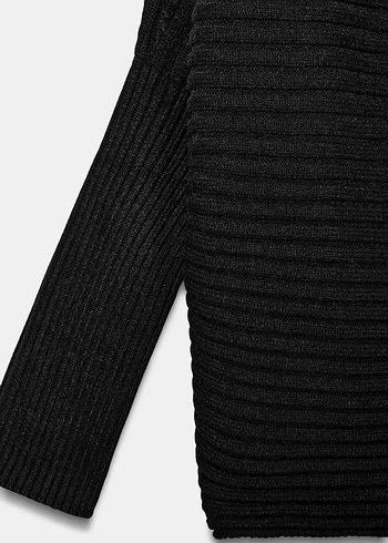 Zara Geniş Yaka Hacimli Örgü Kazak - Görsel 8