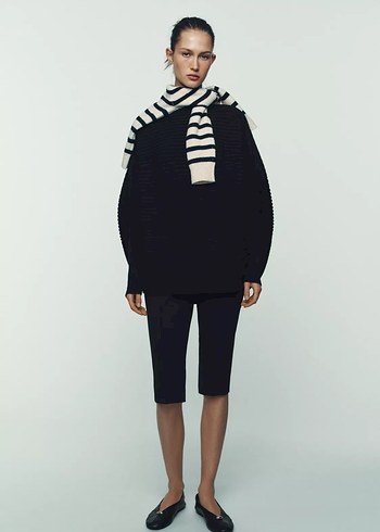 Zara Geniş Yaka Hacimli Örgü Kazak - Görsel 2