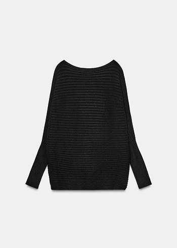 Zara Geniş Yaka Hacimli Örgü Kazak - Görsel 7