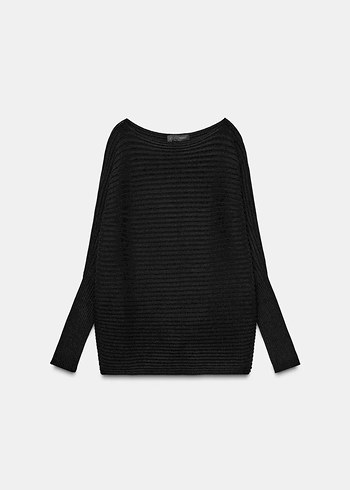 Zara Geniş Yaka Hacimli Örgü Kazak - Görsel 6