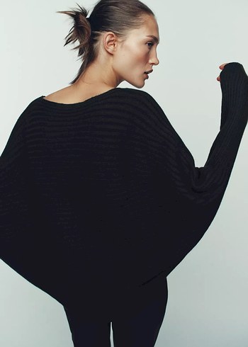 Zara Geniş Yaka Hacimli Örgü Kazak - Görsel 5