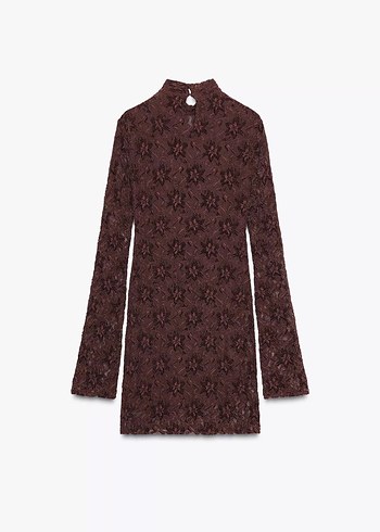 Zara Yumuşak Dokulu Dantelli Kısa Elbise - Görsel 5