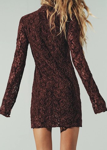 Zara Yumuşak Dokulu Dantelli Kısa Elbise - Görsel 3