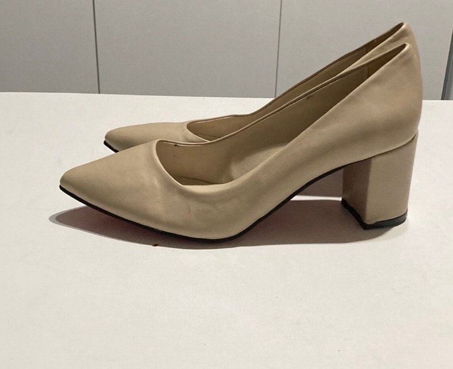 Bej Stiletto Topuklu Kadın Ayakkabı deri - Görsel 3