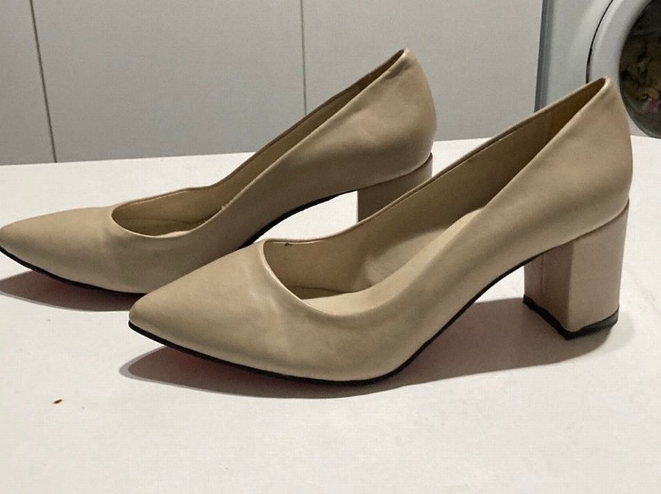 Bej Stiletto Topuklu Kadın Ayakkabı deri - Görsel 2