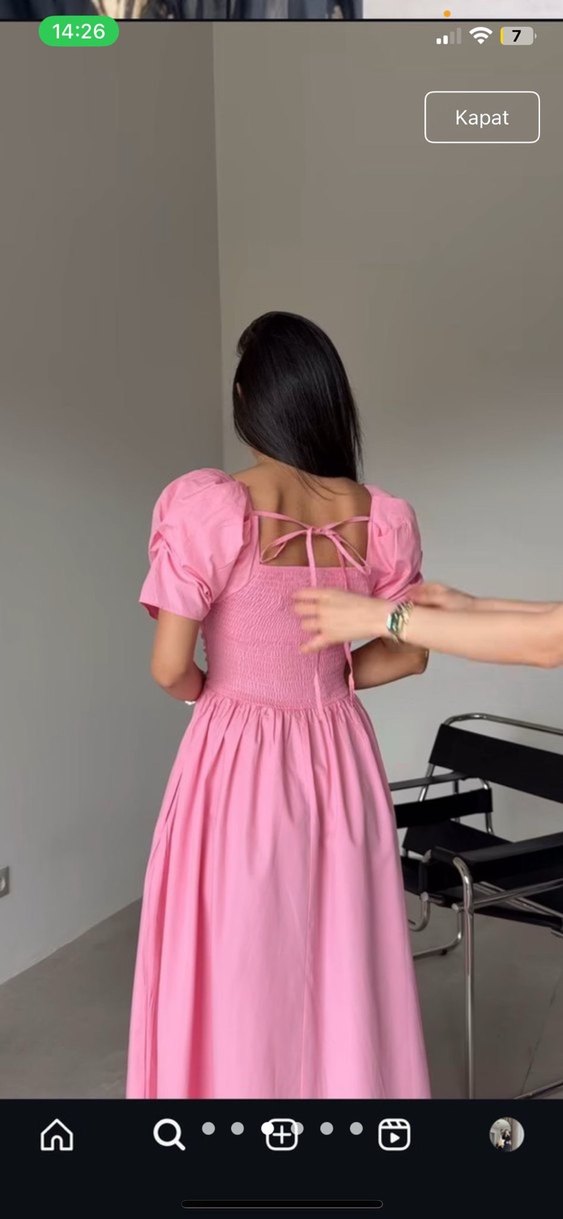 Pembe Pilili Uzun Elbise - Görsel 4