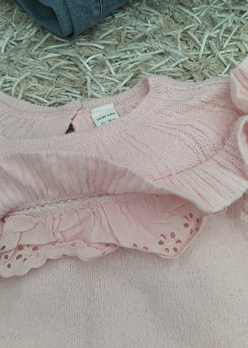 Kız Çocuk Pembe Fırfırlı Triko Kazak - Görsel 2