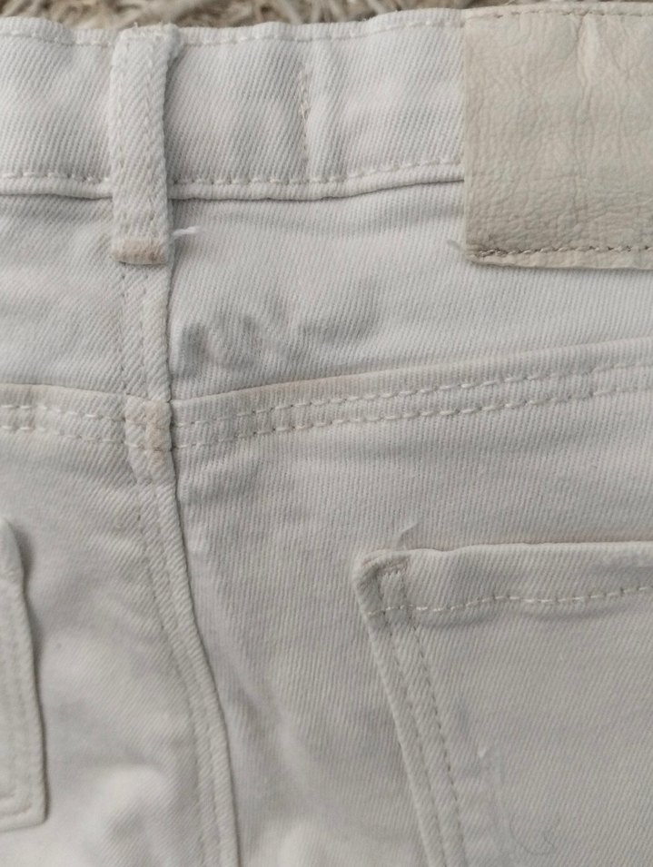 Düğmeli Beyaz Midi Kadın Kot Pantolon - Görsel 5