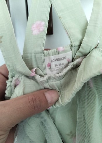 Kız Çocuk Nakışlı Bej Askılı Elbise - Görsel 2