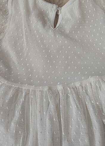 9-12 Ay Beden beyaz Renk Koton elbise 