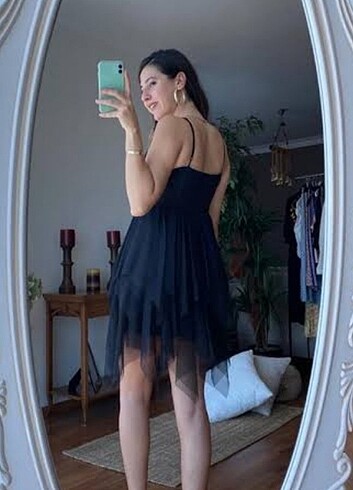 Diğer Siyah fırfırlı mini elbise balo elbisesi