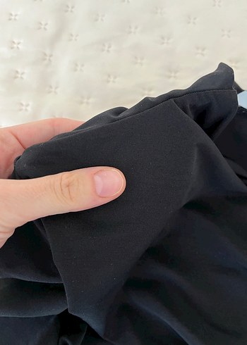 s Beden Siyah Yüksek Yakalı vatkalı Kadın Bluz
