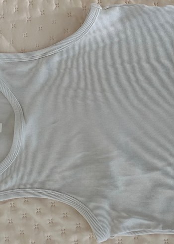 H&M Bej crop fitilli halter yaka üst