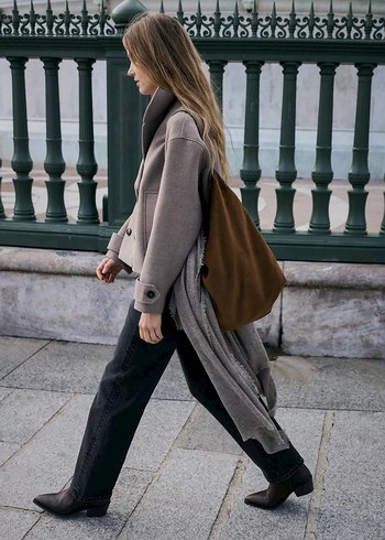Zara Çift Düğmeli Kısa Vizon Kaban