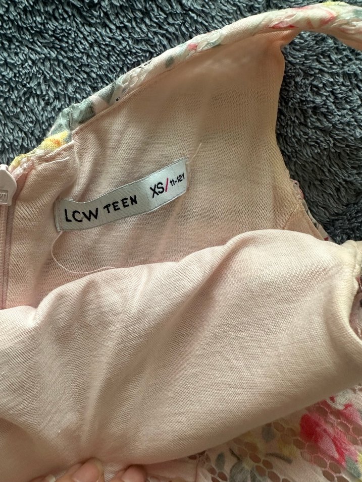 Pembe Çiçekli Kız Çocuk /kadın Elbisesi - Görsel 3