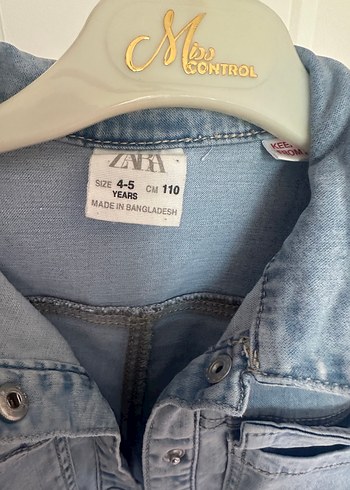 4 Yaş Beden Kız Çocuk Gri Denim Kısa Kollu Tulum