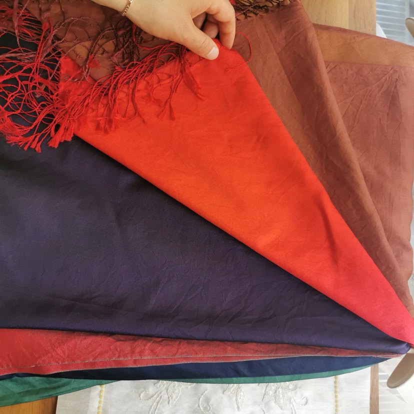 Çok Renkli İpek şal - Görsel 4