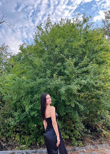 Saten straplez elbise - Görsel 2