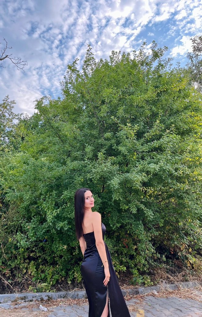 Saten straplez elbise - Görsel 2