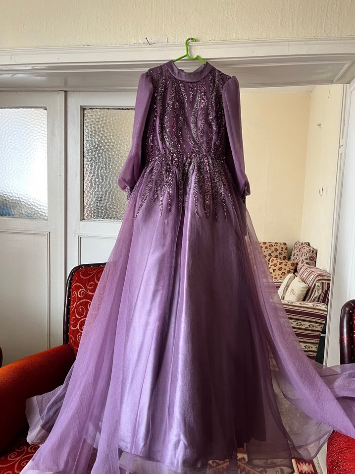 Uzun Mor Bohem Tarzı Kadın Elbise - Görsel 3