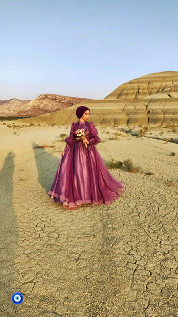 Uzun Mor Bohem Tarzı Kadın Elbise - Görsel 2