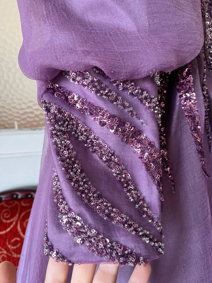 Uzun Mor Bohem Tarzı Kadın Elbise - Görsel 5