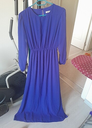 l Beden Beli lastikli şifon elbise