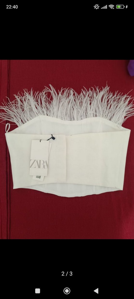 Tüy Detaylı Beyaz Zara Büstiyer - Görsel 2