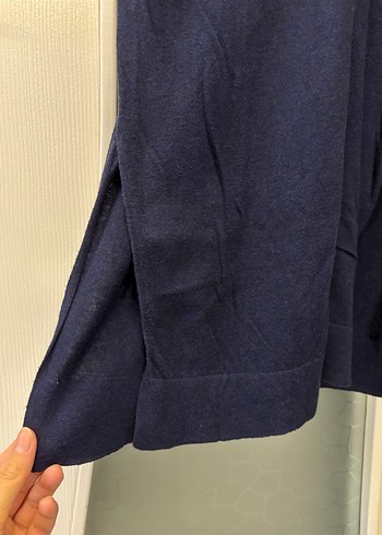 Zara Düğmeli Lacivert Uzun Kadın Hırka - Görsel 3