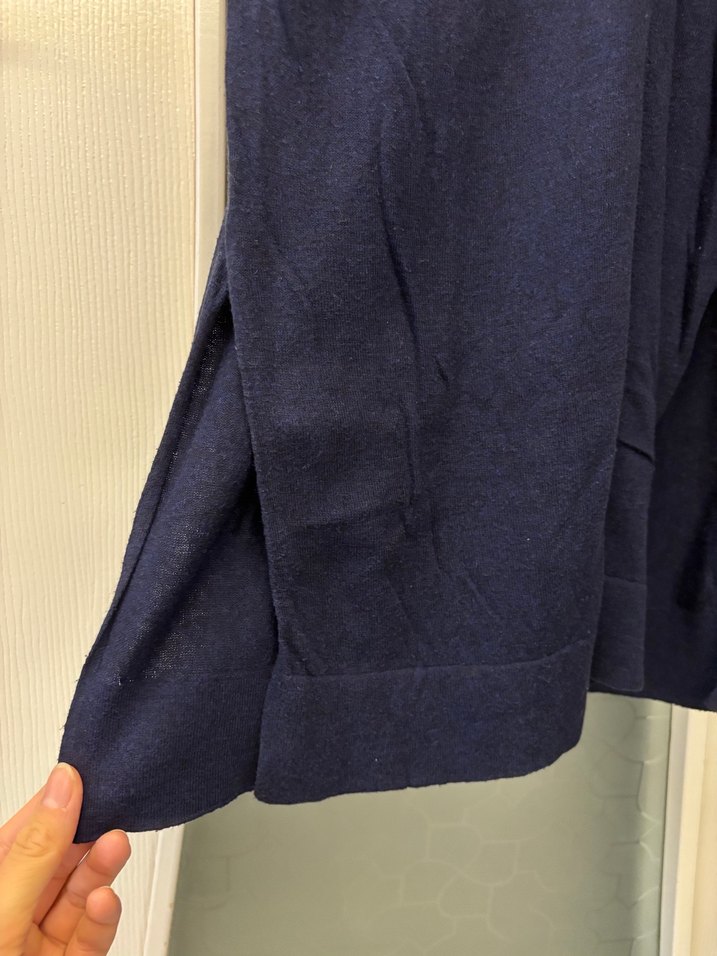 Zara Düğmeli Lacivert Uzun Kadın Hırka - Görsel 3