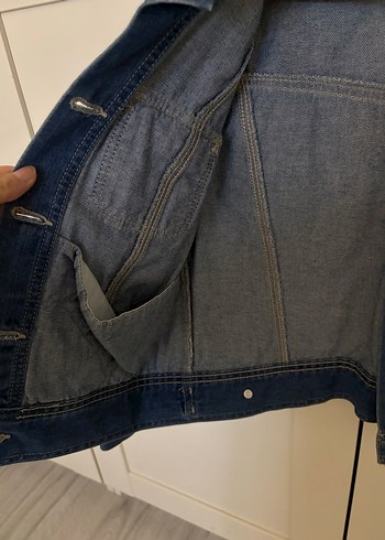 Düğmeli Mavi Kadın Denim Kot Ceket - Görsel 4