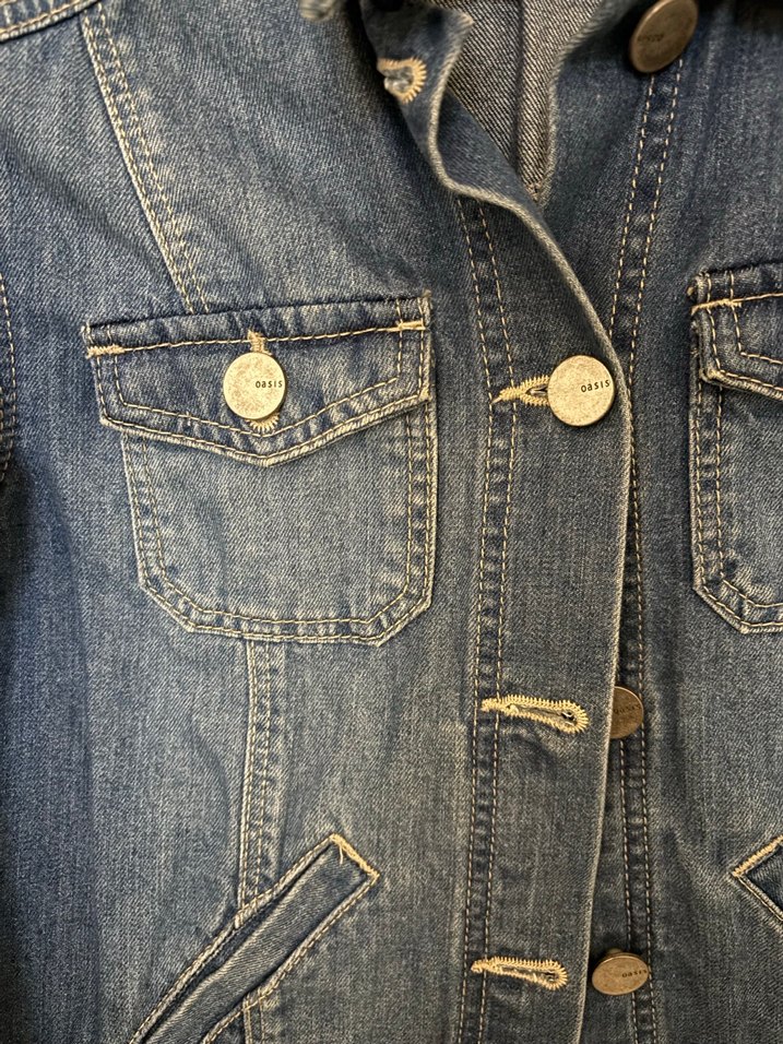 Düğmeli Mavi Kadın Denim Kot Ceket - Görsel 3