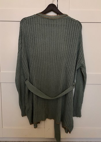 Au Yeşili Bohem Uzun Triko Hırka - Görsel 2