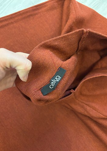 Kadın Triko Kiremit Midi A Kesim Etek - Görsel 5