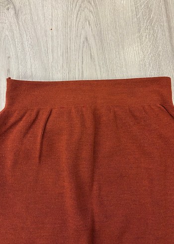 Kadın Triko Kiremit Midi A Kesim Etek - Görsel 4