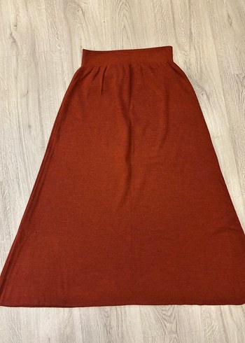 Kadın Triko Kiremit Midi A Kesim Etek - Görsel 2