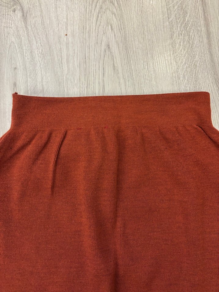 Kadın Triko Kiremit Midi A Kesim Etek - Görsel 4