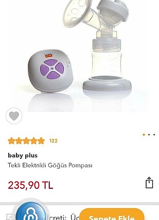  Baby plus elektirikli tekli göğüs pompası