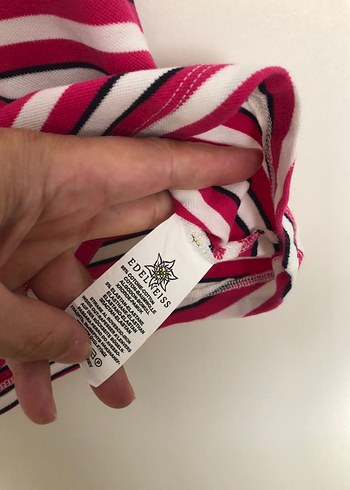 11-12 Yaş Beden Pembe Çizgili Kısa Kollu Fitted Elbise